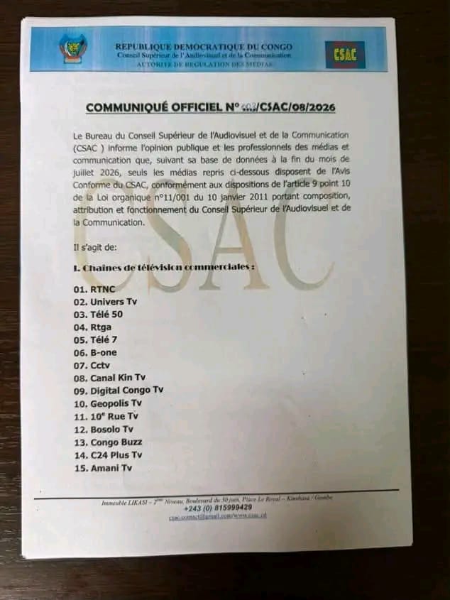 Médias en ordre avec le CSAC : voici la liste officielle des opérateurs disposant de l’Avis Conforme