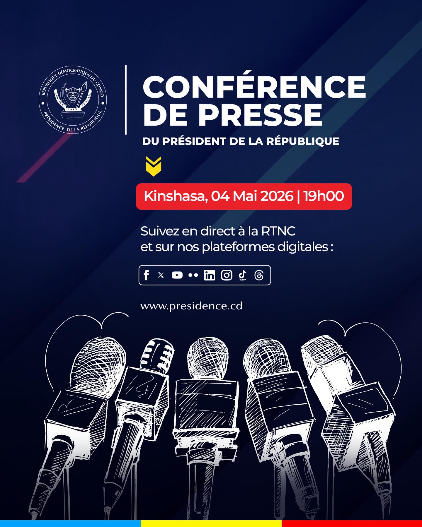 RDC : le Président de la République s’adresse à la Nation ce lundi 4 mai à 19h